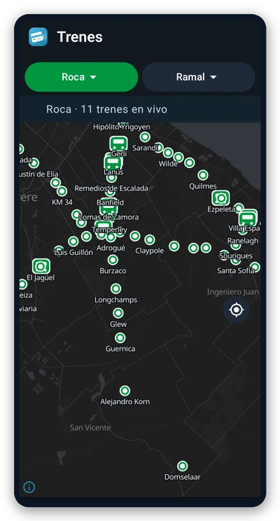 Trenes en tiempo real