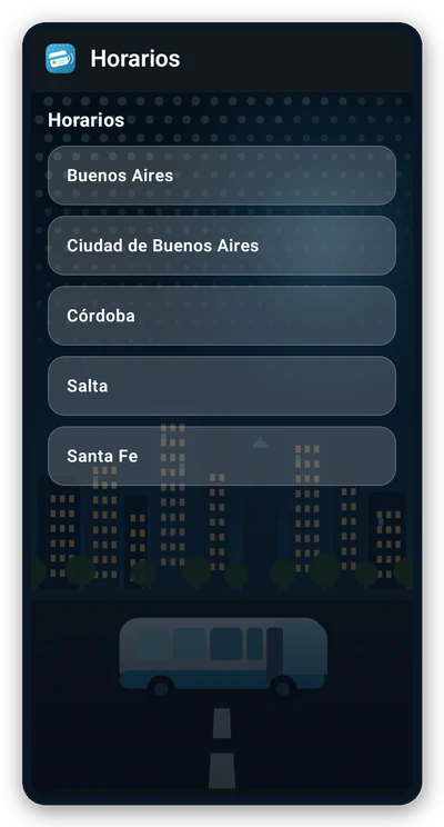 Horarios por provincia